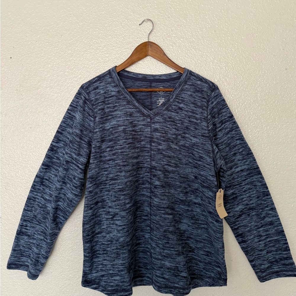 St. John's Bay Women’s Marled Blue V-Neck Sweater size L